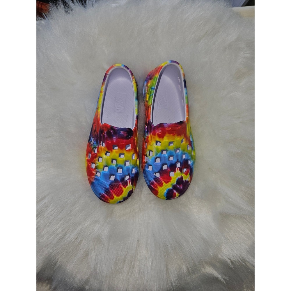 Vans Slip-On Rainbow Tie Dye Perforated Clogs Kids Shoes